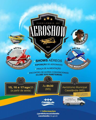 Imagem da notícia Prefeitura de Cassilândia promove 3º AeroShow com entrada gratuita e atividades para toda a família